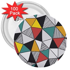 Colorful Geometric Triangles Pattern  3  Buttons (100 Pack) 