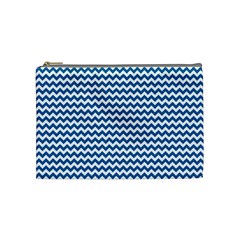 Dark Blue White Chevron  Cosmetic Bag (medium)  by yoursparklingshop