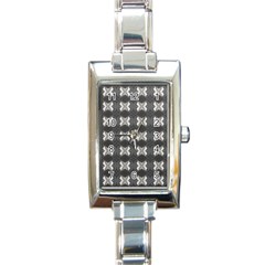 Black White Gray Crosses Rectangle Italian Charm Watch
