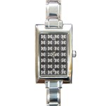 Black White Gray Crosses Rectangle Italian Charm Watch Front