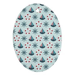 Nautical Elements Pattern Oval Ornament (two Sides)