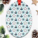 Nautical Elements Pattern Oval Ornament (Two Sides) Front