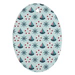 Nautical Elements Pattern Oval Ornament (Two Sides) Back