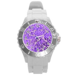 Festive Chic Purple Stone Glitter  Round Plastic Sport Watch (l)