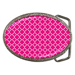Hot Pink Quatrefoil Pattern Belt Buckle by Zandiepants