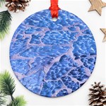 Festive Chic Light Blue Glitter Shiny Glamour Sparkles Ornament (Round)  Front