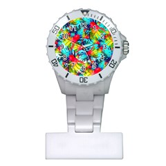 Watercolor Tropical Leaves Pattern Plastic Nurses Watch