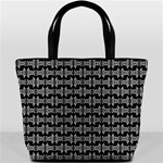 Black White Tiki Pattern Bucket Bags Back
