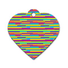 Colorful Stripes Background Dog Tag Heart (two Sides) by TastefulDesigns