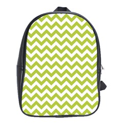 Spring Green & White Zigzag Pattern School Bag (xl) by Zandiepants