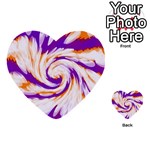 Tie Dye Purple Orange Abstract Swirl Multi-purpose Cards (Heart)  Back 51
