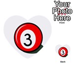 Billiard ball number 3 Multi-purpose Cards (Heart)  Front 36