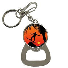 Man Surfing At Sunset Graphic Illustration Bottle Opener Key Chains by dflcprints