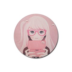 Gamegirl Girl Rubber Round Coaster (4 Pack) 