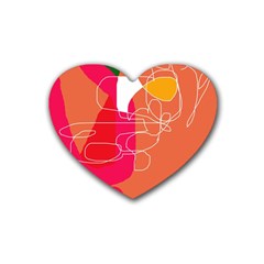 Orange Abstraction Rubber Coaster (heart) 