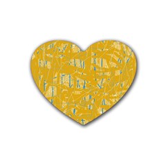 Yellow Pattern Rubber Coaster (heart) 