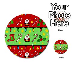 Christmas Pattern - Green And Red Multi-purpose Cards (round) 