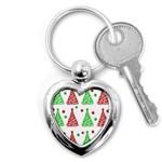 Decorative Christmas trees pattern - White Key Chains (Heart)  Front