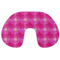 Pink Sweet Number 16 Diamonds Geometric Pattern Travel Neck Pillows