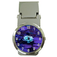 Lotus Flower Magical Colors Purple Blue Turquoise Money Clip Watches by yoursparklingshop