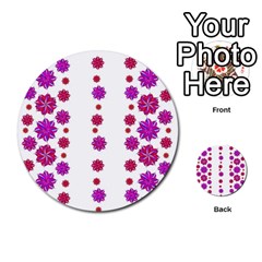 Vertical Stripes Floral Pattern Collage Multi-purpose Cards (round) 