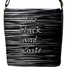 I Love Black And White Flap Messenger Bag (s) by Valentinaart