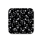 Black And White Starry Pattern Rubber Coaster (Square)  Front