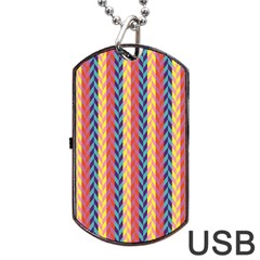 Colorful Chevron Retro Pattern Dog Tag Usb Flash (two Sides) 
