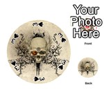 Awesome Skull With Flowers And Grunge Playing Cards 54 (Round)  Front - Spade3