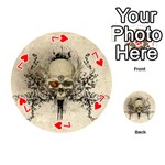 Awesome Skull With Flowers And Grunge Playing Cards 54 (Round)  Front - Heart7