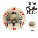 Awesome Skull With Flowers And Grunge Playing Cards 54 (Round)  Front - Heart10