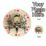 Awesome Skull With Flowers And Grunge Playing Cards 54 (Round)  Front - Diamond7