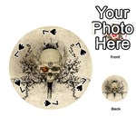 Awesome Skull With Flowers And Grunge Playing Cards 54 (Round)  Front - Spade7