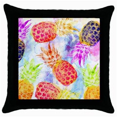 Colorful Pineapples Over A Blue Background Throw Pillow Case (black)