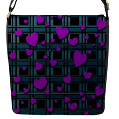 Purple Love Flap Messenger Bag (s) by Valentinaart
