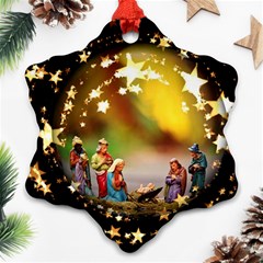 Christmas Crib Virgin Mary Joseph Jesus Christ Three Kings Baby Infant Jesus 4000 Snowflake Ornament (2-side)