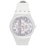 Light Circles, rouge Aquarel painting Round Plastic Sport Watch (M) Front