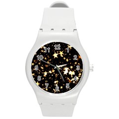Golden Stars In The Sky Round Plastic Sport Watch (m)