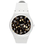 Golden stars in the sky Round Plastic Sport Watch (M) Front