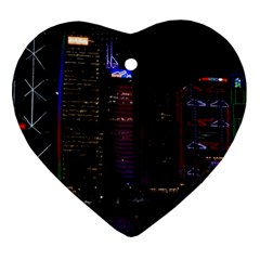 Hong Kong China Asia Skyscraper Ornament (heart)  by Amaryn4rt