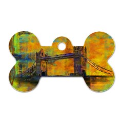 London Tower Abstract Bridge Dog Tag Bone (one Side)