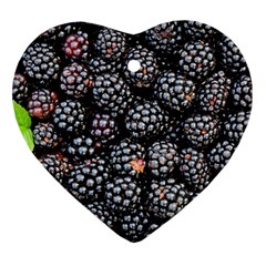 Blackberries Background Black Dark Ornament (heart)  by Amaryn4rt