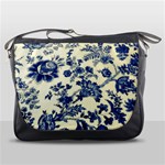Vintage Blue Drawings On Fabric Messenger Bags Front