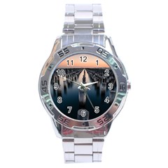 Logs Nature Pattern Pillars Shadow Stainless Steel Analogue Watch