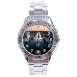 Logs Nature Pattern Pillars Shadow Stainless Steel Analogue Watch Front