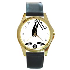 Freestyle Skiing Pictogram Round Gold Metal Watch by abbeyz71