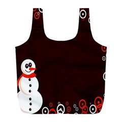 Snowman Holidays, Occasions, Christmas Full Print Recycle Bags (l)  by Nexatart