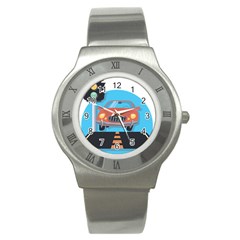 Semaphore Car Road City Traffic Stainless Steel Watch