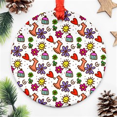 Doodle Wallpaper Ornament (round)