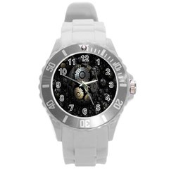 Fractal Sphere Steel 3d Structures Round Plastic Sport Watch (l)